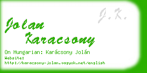 jolan karacsony business card